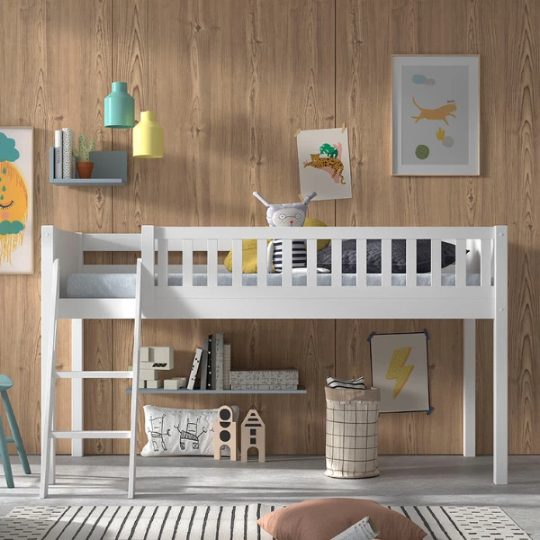 Lit Mi-hauteur Scottie 90x200 Cm-blanc 1 Lit Mi-hauteur Scottie 90x200 Cm-blanc