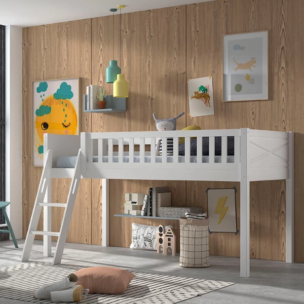 Lit Mi-hauteur Scottie 90x200 Cm-blanc 2 Lit Mi-hauteur Scottie 90x200 Cm-blanc – Image 2