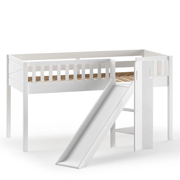 Lit Mi-hauteur Scottie 90x200 Cm Avec Toboggan Et Rideau De Jeu Vaisseau Spatiale-blanc 4 Lit Mi-hauteur Scottie 90x200 Cm Avec Toboggan Et Rideau De Jeu Vaisseau Spatiale-blanc – Image 4