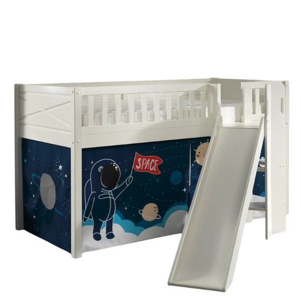 Lit Mi-hauteur Scottie 90x200 Cm Avec Toboggan Et Rideau De Jeu Vaisseau Spatiale-blanc 7 Lit Mi-hauteur Scottie 90x200 Cm Avec Toboggan Et Rideau De Jeu Vaisseau Spatiale-blanc – Image 7