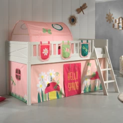 Lit Mi-hauteur Scottie 90x200 Cm Avec Rideau De Jeu Printemps, 3 Pochettes De Rangement Et Tunnel De Lit-blanc -Magasin De Meubles Ontwerp zonder titel 2023 10 02T091815.448 004f