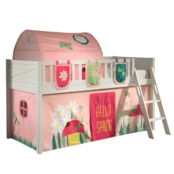 Lit Mi-hauteur Scottie 90x200 Cm Avec Rideau De Jeu Printemps, 3 Pochettes De Rangement Et Tunnel De Lit-blanc -Magasin De Meubles Ontwerp zonder titel 2023 10 02T091849.708 2cc4