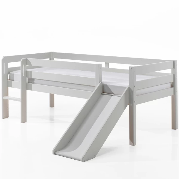 Lit Mi-hauteur Pip 90x200 Cm+toboggan,2 Tiroirs Et étagère Suspendue-blanc 6 Lit Mi-hauteur Pip 90x200 Cm+toboggan,2 Tiroirs Et étagère Suspendue-blanc – Image 6