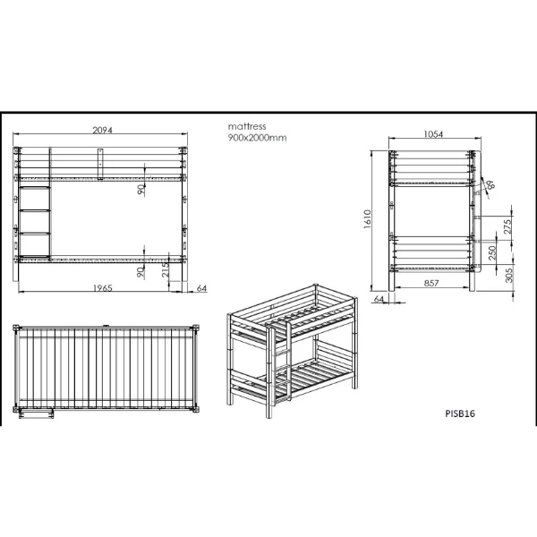 Lit Superposé Claire 160cm Avec 2 Tiroirs - Naturel 2 Lit Superposé Claire 160cm Avec 2 Tiroirs - Naturel – Image 2