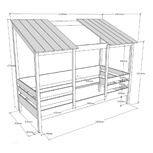 Lit Cabane Hester Avec Sommier à Lattes 90x200 - Blanc 4 Lit Cabane Hester Avec Sommier à Lattes 90x200 - Blanc – Image 4