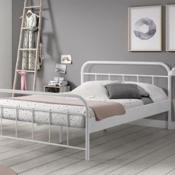 Lit Boston 140x200cm Avec Sommier à Lattes - Blanc