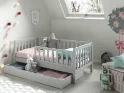 Lit Junior Petronille 70 X 140cm Bois Pin - Gris -Magasin De Meubles PBBE7015 06 4eec