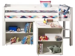 Lit Mi-hauteur Charlotte Avec Bureau Et Bibliothèque - Blanc -Magasin De Meubles PICOHSBUBI14 58fd