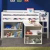 Lit Mi-hauteur Charlotte Avec Bureau Et Bibliothèque - Blanc
