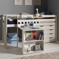 Lit Mi-hauteur Charlotte Avec Bureau Et Chiffonnier - Blanc
