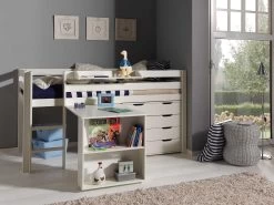 Lit Mi-hauteur Charlotte Avec Bureau Et Chiffonnier - Blanc -Magasin De Meubles PICOHSBUKS14a a9f3