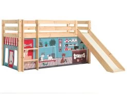 Lit Mi-hauteur Avec Toboggan Astrid Avec Tente De Lit Pet Shop - Naturel -Magasin De Meubles PICOHSGB10514 02 4ebf