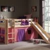 Lit Mi-hauteur Astrid Avec Toboggan Et Tente De Lit Bella - Naturel