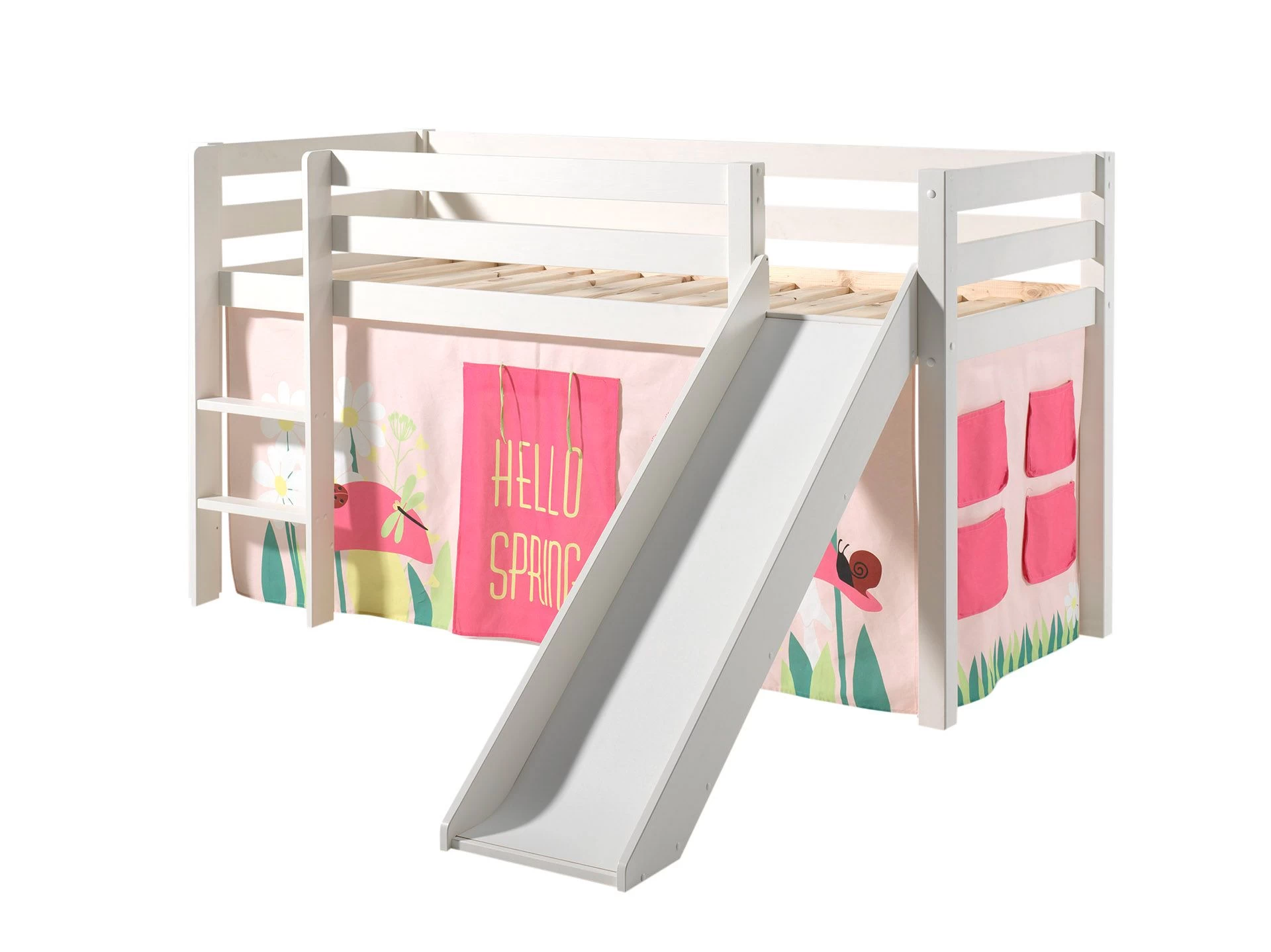 Lit Mi-hauteur Astrid Blanc Avec Toboggan - Spring 2 Lit Mi-hauteur Astrid Blanc Avec Toboggan - Spring – Image 2
