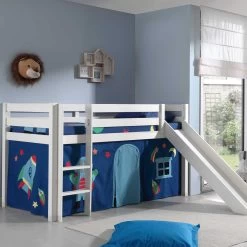 Lit Mi-hauteur Astrid Blanc Avec Toboggan - Astro