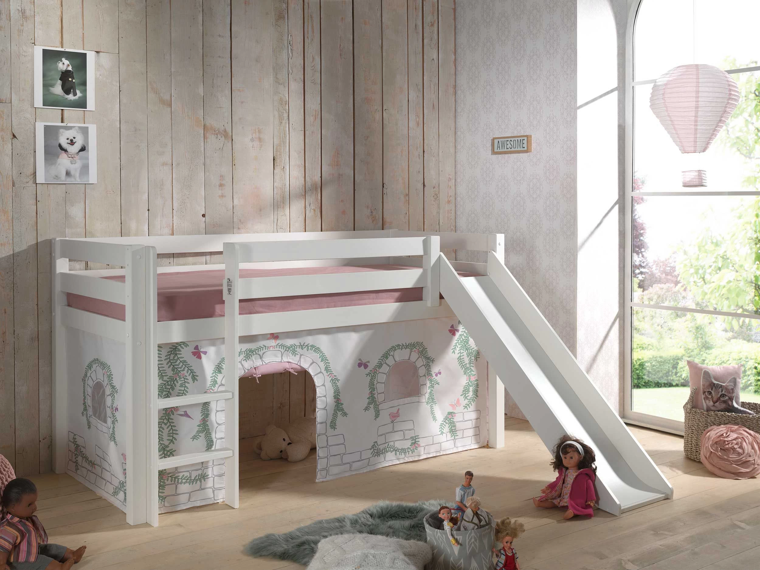 Lit Mi-hauteur Astrid Blanc Avec Toboggan - Birdy 3 Lit Mi-hauteur Astrid Blanc Avec Toboggan - Birdy – Image 3