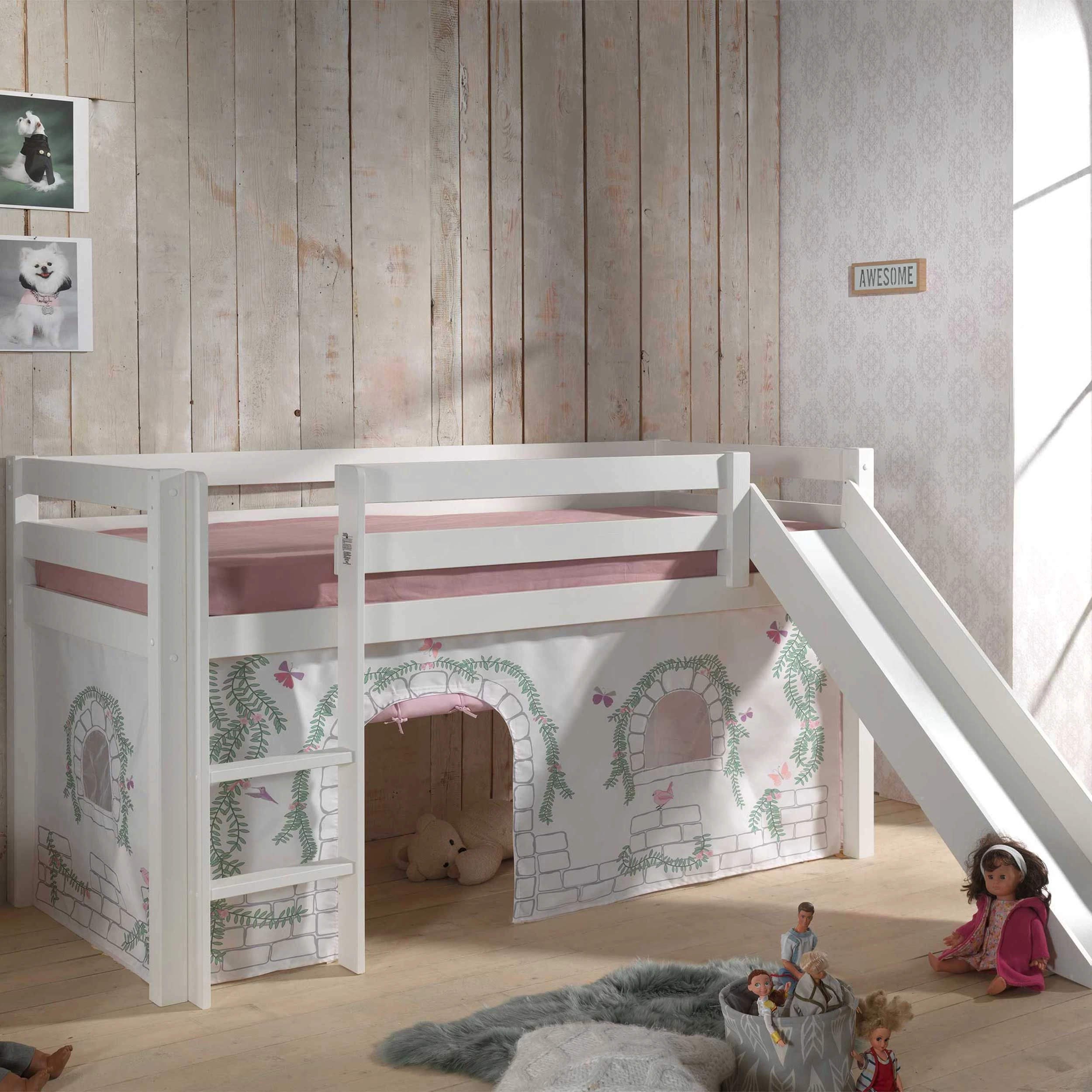 Lit Mi-hauteur Astrid Blanc Avec Toboggan - Birdy 1 Lit Mi-hauteur Astrid Blanc Avec Toboggan - Birdy