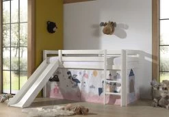 Lit Mi-hauteur Avec Toboggan Astrid Avec Tente De Lit Princess Sophie - Blanc -Magasin De Meubles PICOHSGB14512 02 862b