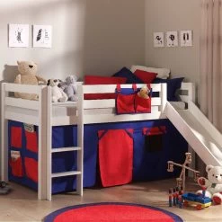 Lit Mi-hauteur Astrid Blanc Avec Toboggan - Tente Domino