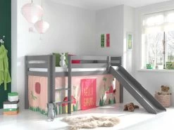 Lit Mi-hauteur Astrid Gris Avec Toboggan - Spring -Magasin De Meubles PICOHSGB17010 3e5c