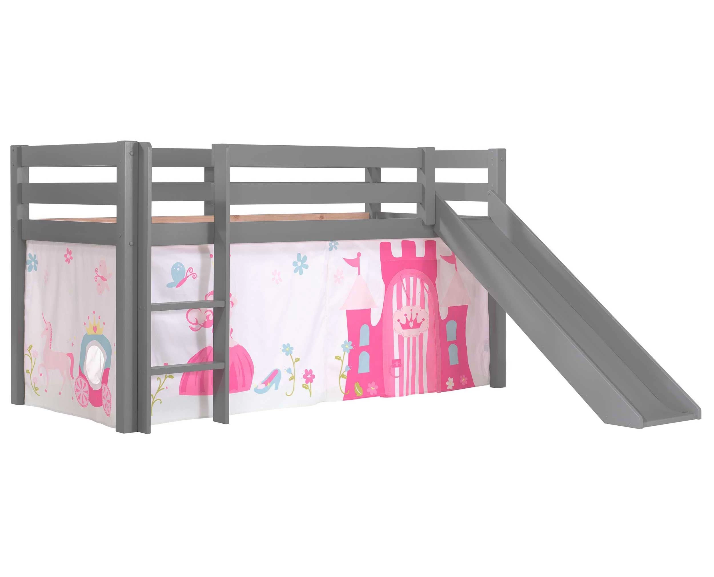 Lit Mi-hauteur Astrid Gris Avec Toboggan - Princess II 2 Lit Mi-hauteur Astrid Gris Avec Toboggan - Princess II – Image 2
