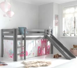 Lit Mi-hauteur Astrid Gris Avec Toboggan - Princess II