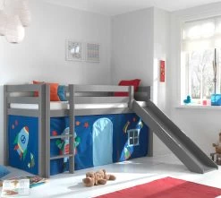 Lit Mi-hauteur Astrid Gris Avec Toboggan - Astro