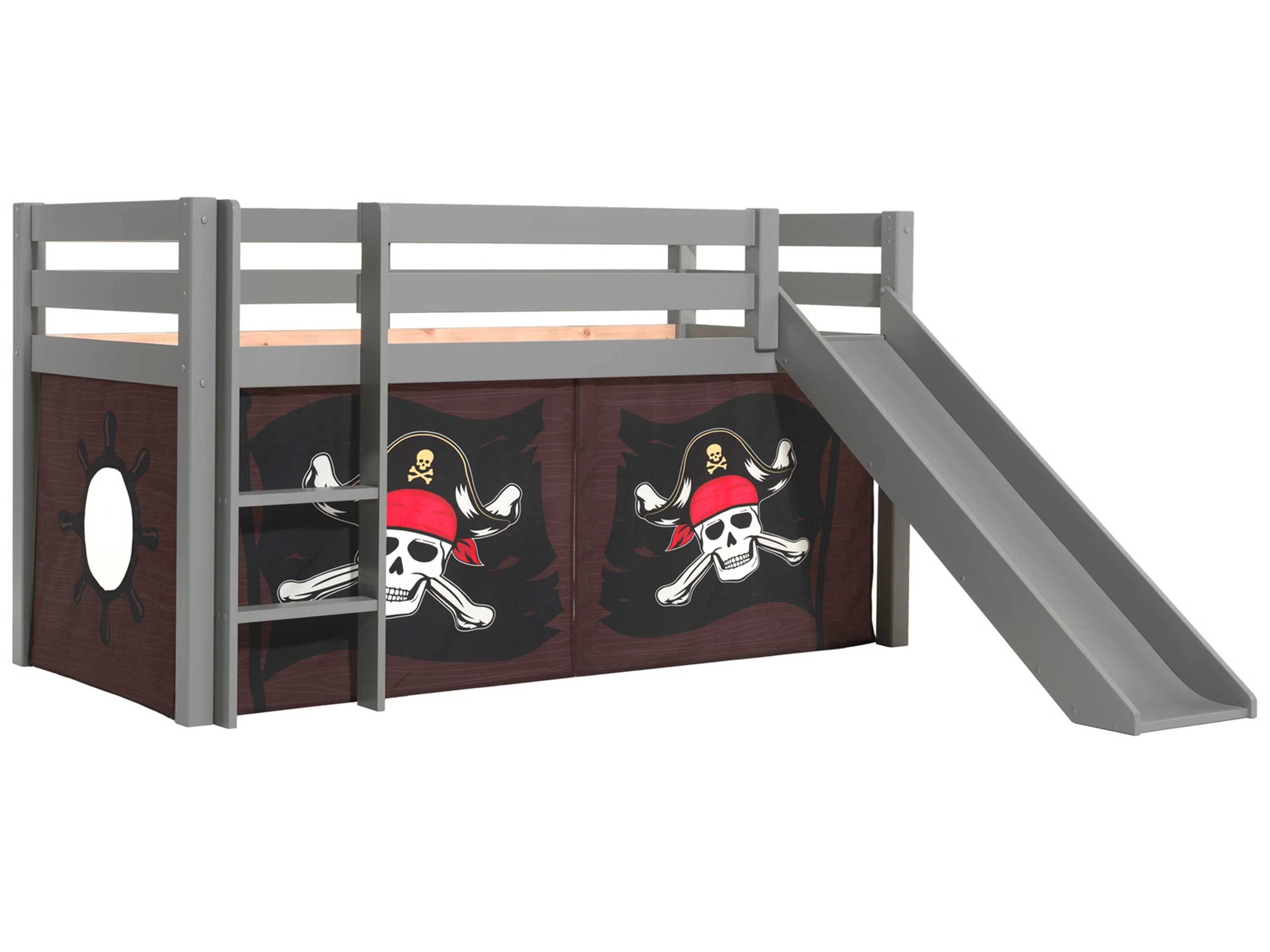 Lit Mi-hauteur Avec Toboggan Astrid Avec Tente De Lit Caribbean Pirates - Gris 6 Lit Mi-hauteur Avec Toboggan Astrid Avec Tente De Lit Caribbean Pirates - Gris – Image 6