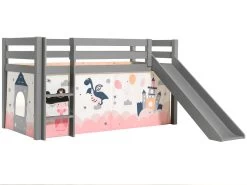 Lit Mi-hauteur Avec Toboggan Astrid Avec Tente De Lit Princess Sophie - Gris -Magasin De Meubles PICOHSGB17512 02 20c3