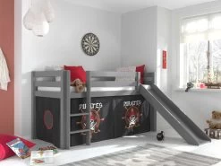 Lit Mi-hauteur Astrid Gris Avec Toboggan - Tente Pirates -Magasin De Meubles PICOHSGB1777 7e64