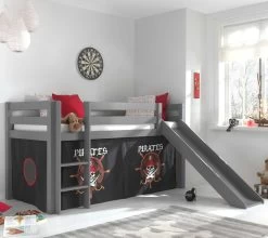 Lit Mi-hauteur Astrid Gris Avec Toboggan - Tente Pirates