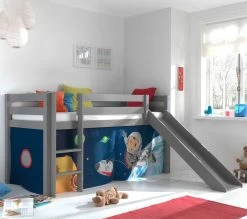 Lit Mi-hauteur Astrid Gris Avec Toboggan - Tente Astronaute