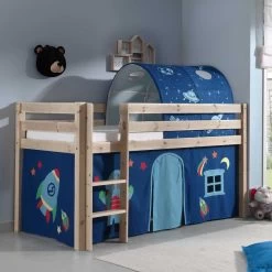 Lit Mi-hauteur Charlotte Avec Tente Et Tunnel De Lit Astro - Naturel