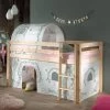 Lit Mi-hauteur Charlotte Avec Tente Et Tunnel De Lit Birdy - Naturel
