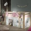 Lit Mi-hauteur Charlotte Avec Tente De Lit & Sacs De Rangement Birdy - Naturel