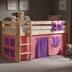 Lit Mi-hauteur Charlotte Avec Tente De Lit Bella - Naturel