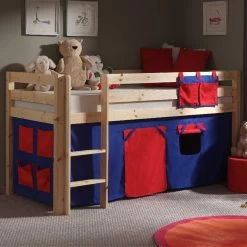 Lit Mi-hauteur Charlotte Avec Tente De Lit Domino - Naturel