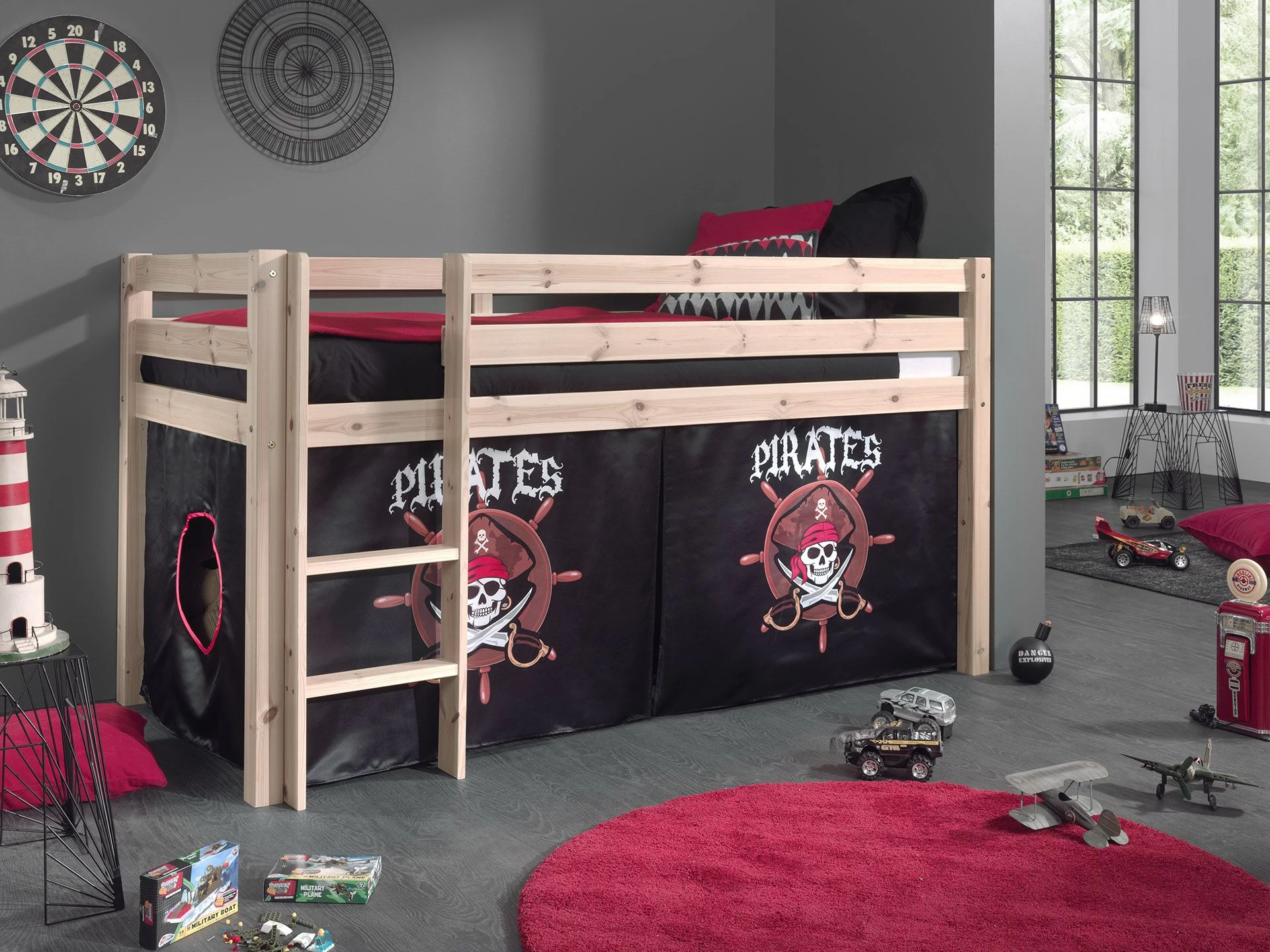 Lit Mi-hauteur Charlotte Avec Tente De Lit Pirates - Naturel 3 Lit Mi-hauteur Charlotte Avec Tente De Lit Pirates - Naturel – Image 3