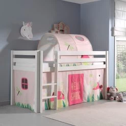 Lit Mi-hauteur Charlotte Avec Tente Et Tunnel De Lit Spring - Blanc