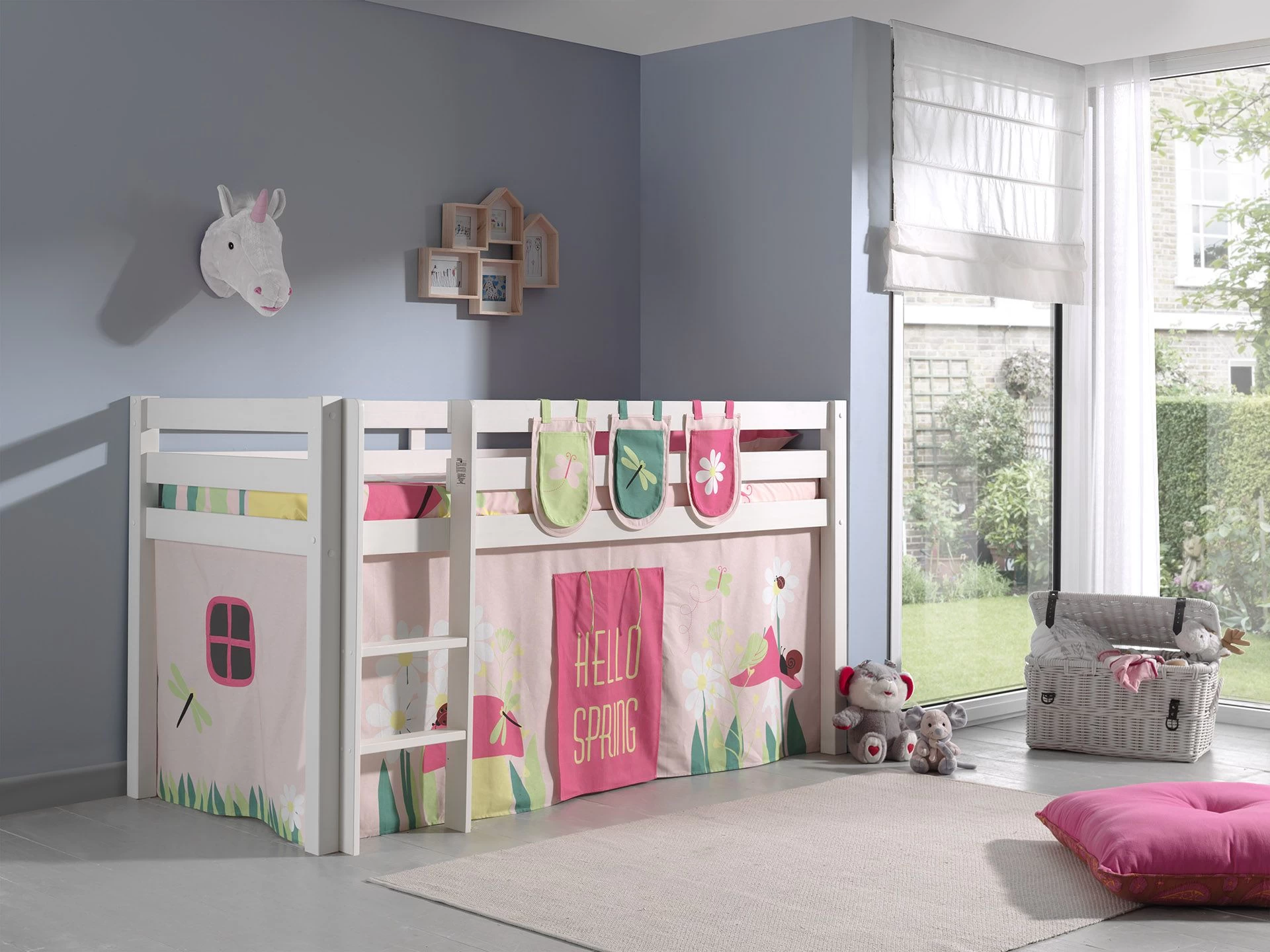 Lit Mi-hauteur Charlotte Avec Tente Et Sacs De Rangement Spring - Blanc 3 Lit Mi-hauteur Charlotte Avec Tente Et Sacs De Rangement Spring - Blanc – Image 3