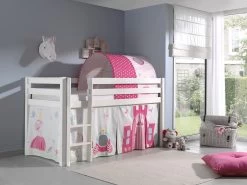Lit Mi-hauteur Charlotte Avec Tente Et Tunnel De Lit Princess II - Blanc -Magasin De Meubles PICOHSZG14021 29f3