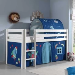 Lit Mi-hauteur Charlotte Avec Tente Et Tunnel De Lit Astro - Blanc