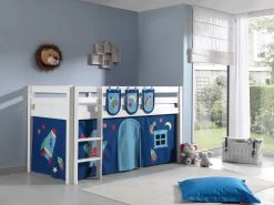 Lit Mi-hauteur Charlotte Avec Tente De Lit Et Sacs De Rangement Astro - Blanc