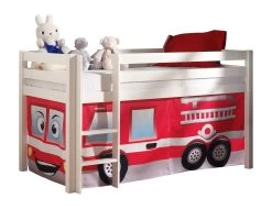 Lit Mi-hauteur Charlotte Avec Tente De Lit Pompier - Blanc 4 Lit Mi-hauteur Charlotte Avec Tente De Lit Pompier - Blanc -Magasin De Meubles PICOHSZG1470 INF 74ac