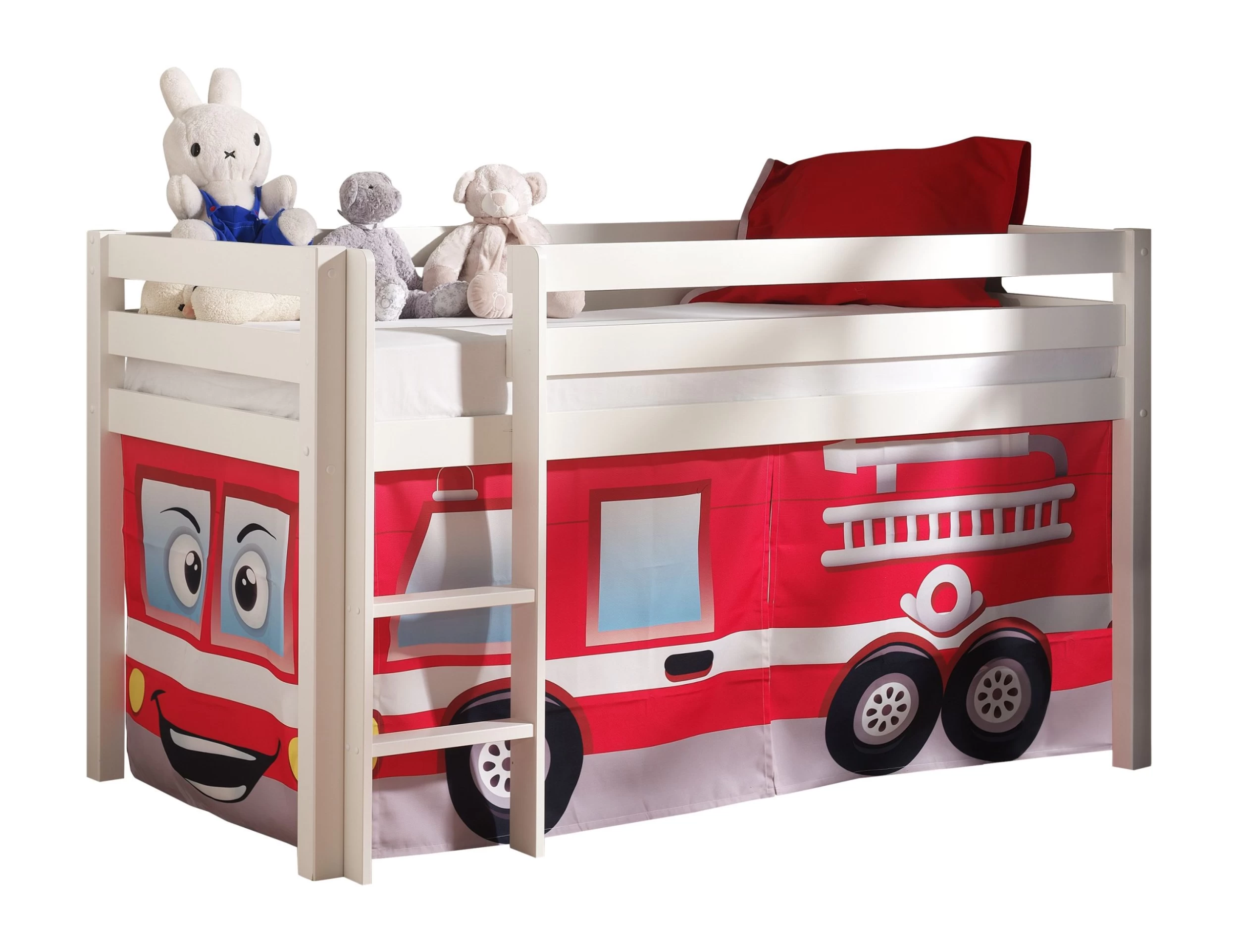 Lit Mi-hauteur Charlotte Avec Tente De Lit Pompier - Blanc 2 Lit Mi-hauteur Charlotte Avec Tente De Lit Pompier - Blanc – Image 2