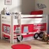 Lit Mi-hauteur Charlotte Avec Tente De Lit Pompier - Blanc