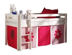 Lit Mi-hauteur Charlotte Avec Tente De Lit Fleurs - Blanc -Magasin De Meubles PICOHSZG1473 INF ea04