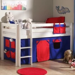 Lit Mi-hauteur Charlotte Avec Tente De Lit Domino - Blanc