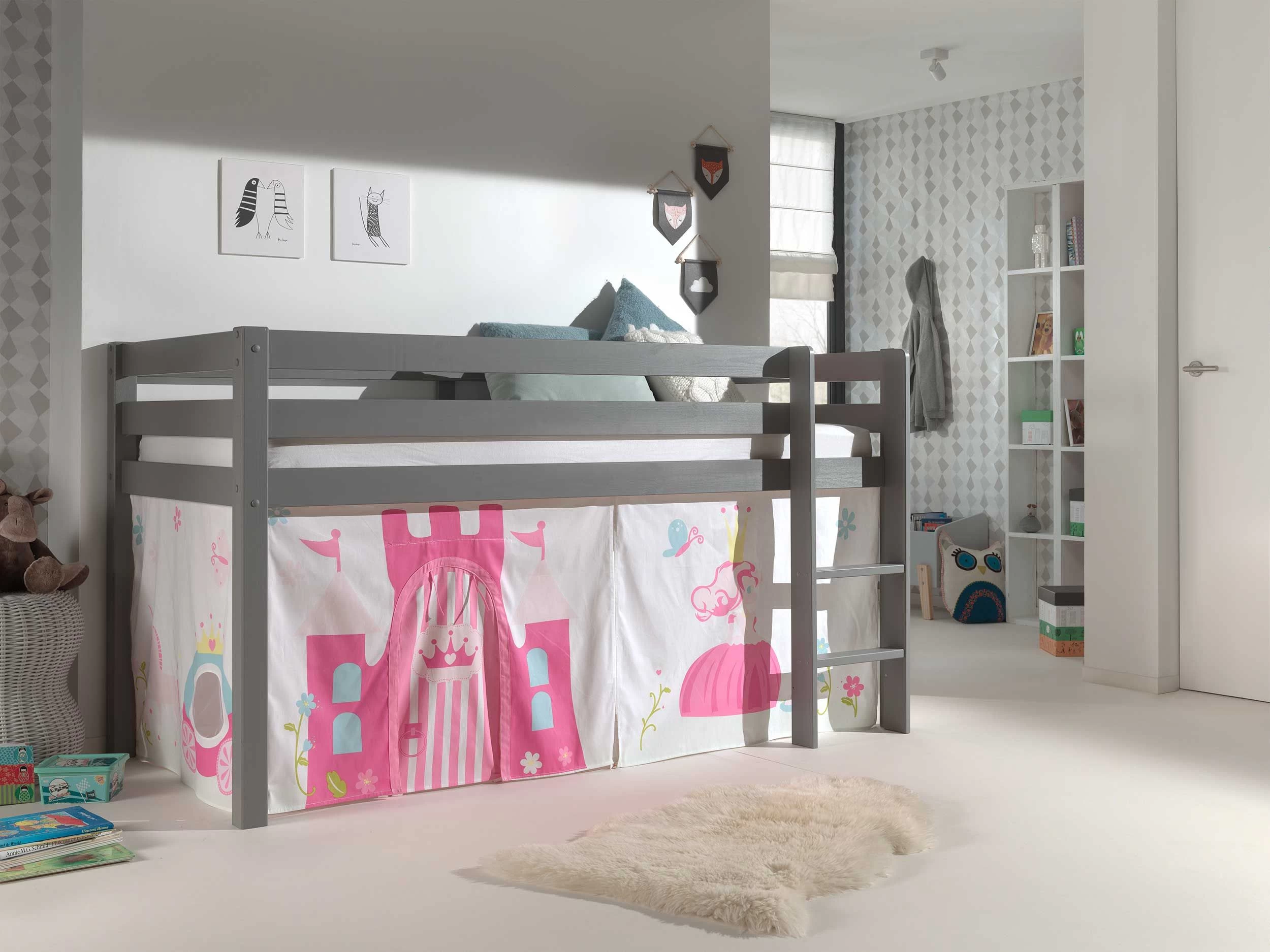 Lit Mi-hauteur Charlotte Avec Tente De Lit Princess II - Gris 3 Lit Mi-hauteur Charlotte Avec Tente De Lit Princess II - Gris – Image 3