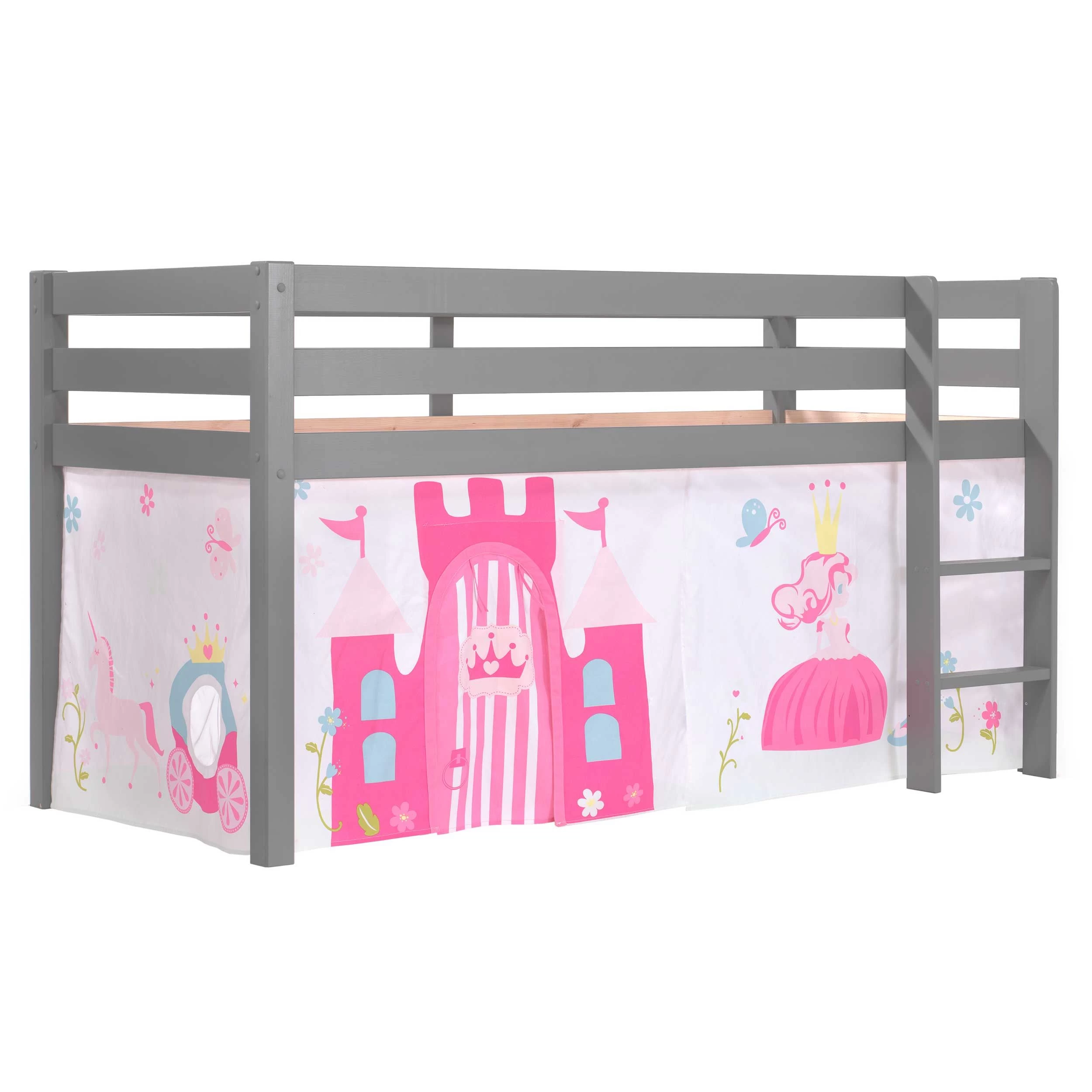 Lit Mi-hauteur Charlotte Avec Tente De Lit Princess II - Gris 2 Lit Mi-hauteur Charlotte Avec Tente De Lit Princess II - Gris – Image 2